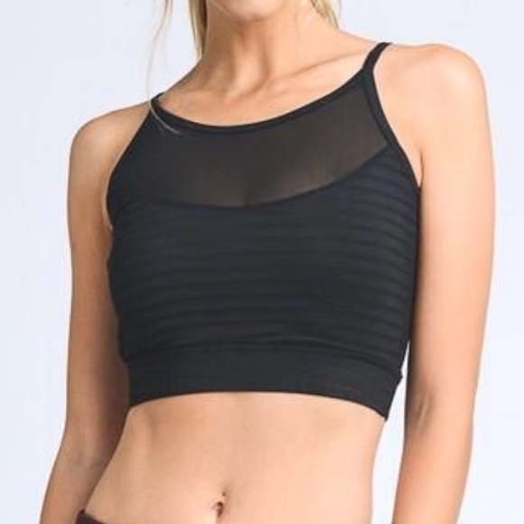 Black Mesh Back Panel Crop Top/Sport Bra - Picture 5 of 5